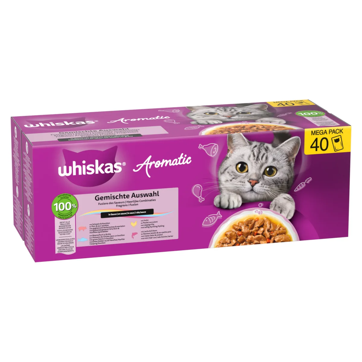 40x85g Whiskas Aromatische Selectie Mix in Saus (4 Soorten) nat kattenvoer by Whiskas – product photo