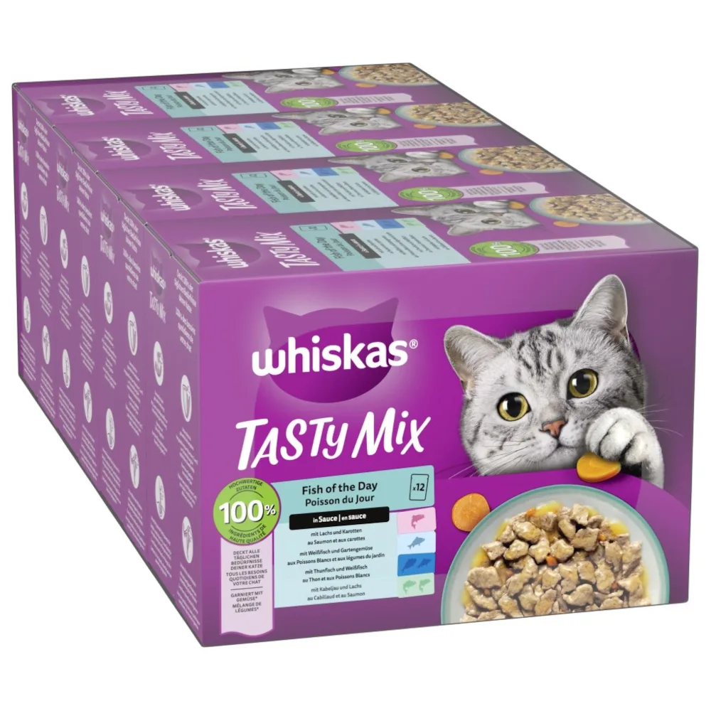 48x85g Fish of the Day in Saus Tasty Mix Whiskas Kattenvoer Portiezakjes von Whiskas – Produktfoto