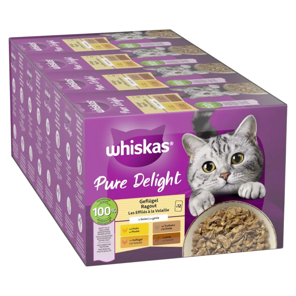 48x85g Gevogelte Ragout in Gelei Pure Delight Whiskas Kattenvoer van Whiskas – productfoto