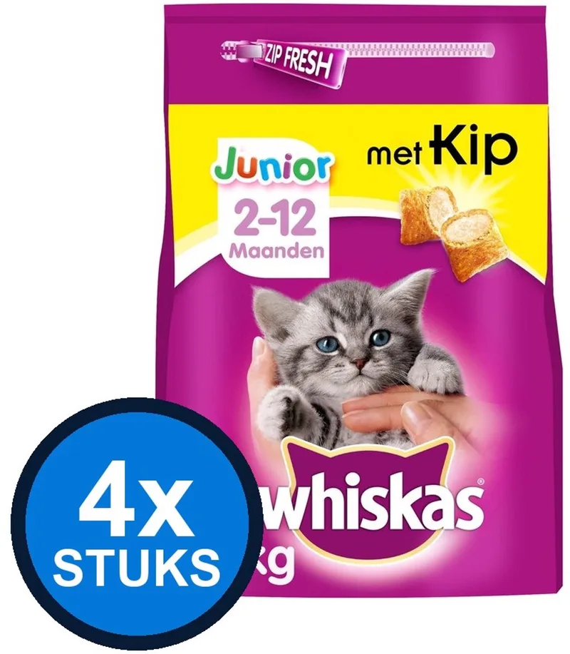4x Whiskas - 2-12M Junior Kip - Kattenvoer Droogvoer - 1,9 kg by Whiskas – product photo
