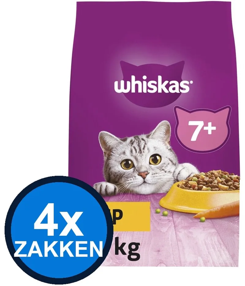 4x Whiskas - 7+ Senior Kip - Kattenvoer Droogvoer - 1,9 kg von Whiskas – Produktfoto
