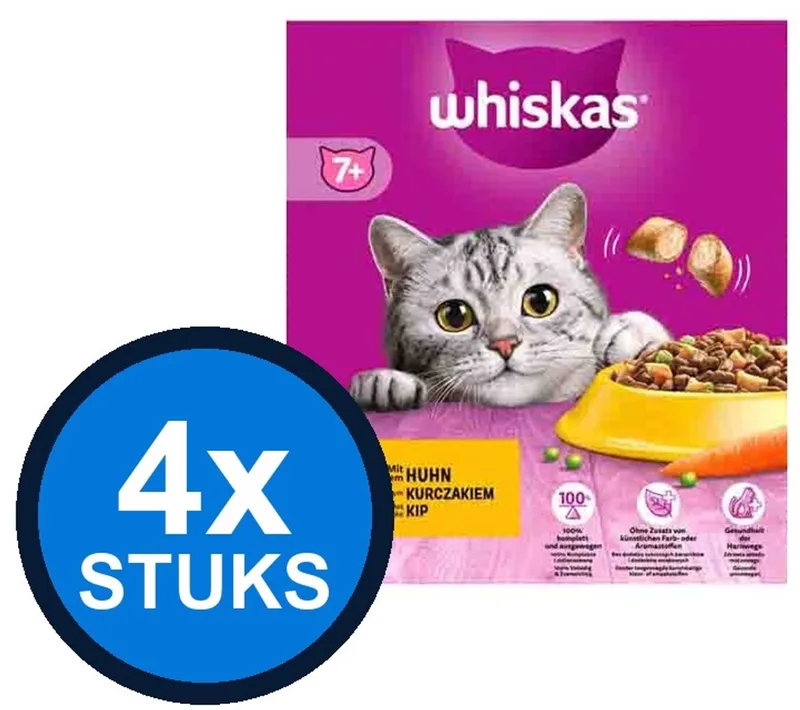 4x Whiskas - 7+ Senior Kip - Kattenvoer Droogvoer - 800 g de Whiskas – photo produit