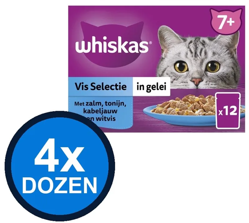 4x Whiskas - 7+ Senior Vis Selectie in Gelei Multipack - Kattenvoer Natvoer - 12x85g by Whiskas – product photo