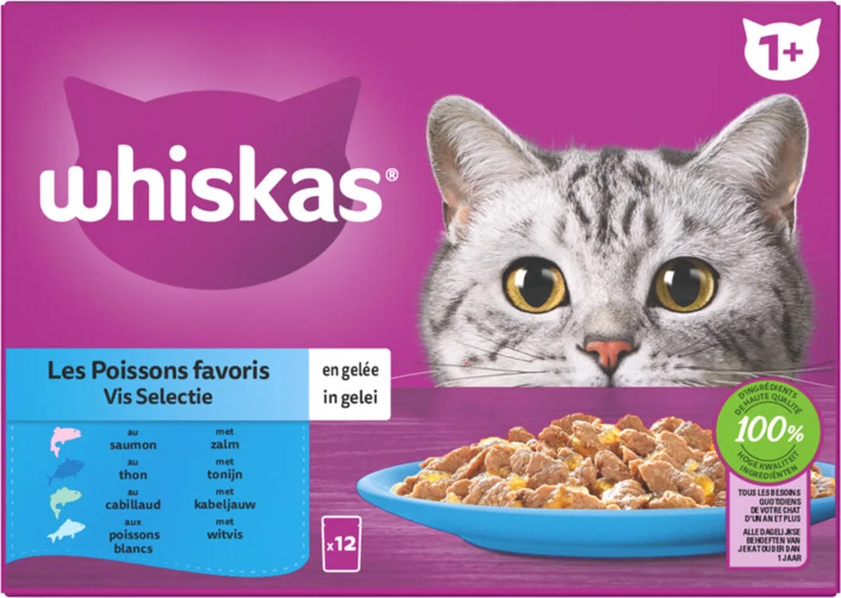 4x Whiskas Adult Multipack Vis in Gelei 12 x 85 gr van Whiskas – productfoto