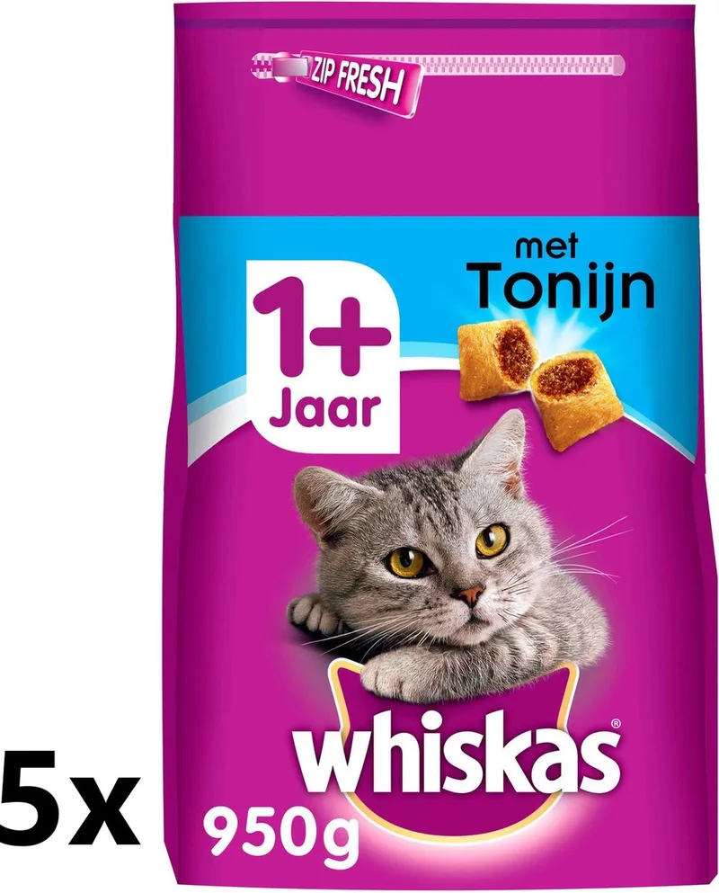 5x Whiskas - 1+ Adult Tonijn - Kattenvoer Droogvoer - 800 g de Whiskas – photo produit