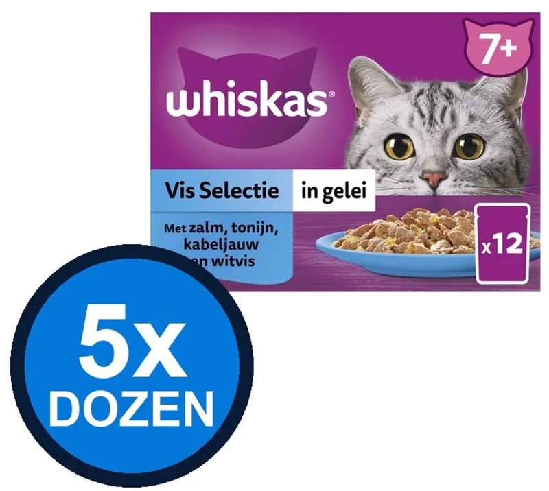 5x Whiskas - 7+ Senior Vis Selectie in Gelei Multipack - Kattenvoer Natvoer - 12x85g by Whiskas – product photo