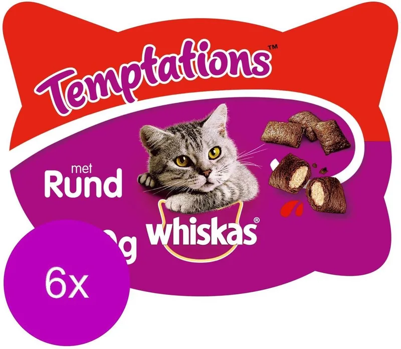 6x Whiskas - Temptations Rund - Kattensnacks - 60 g de Whiskas – photo produit