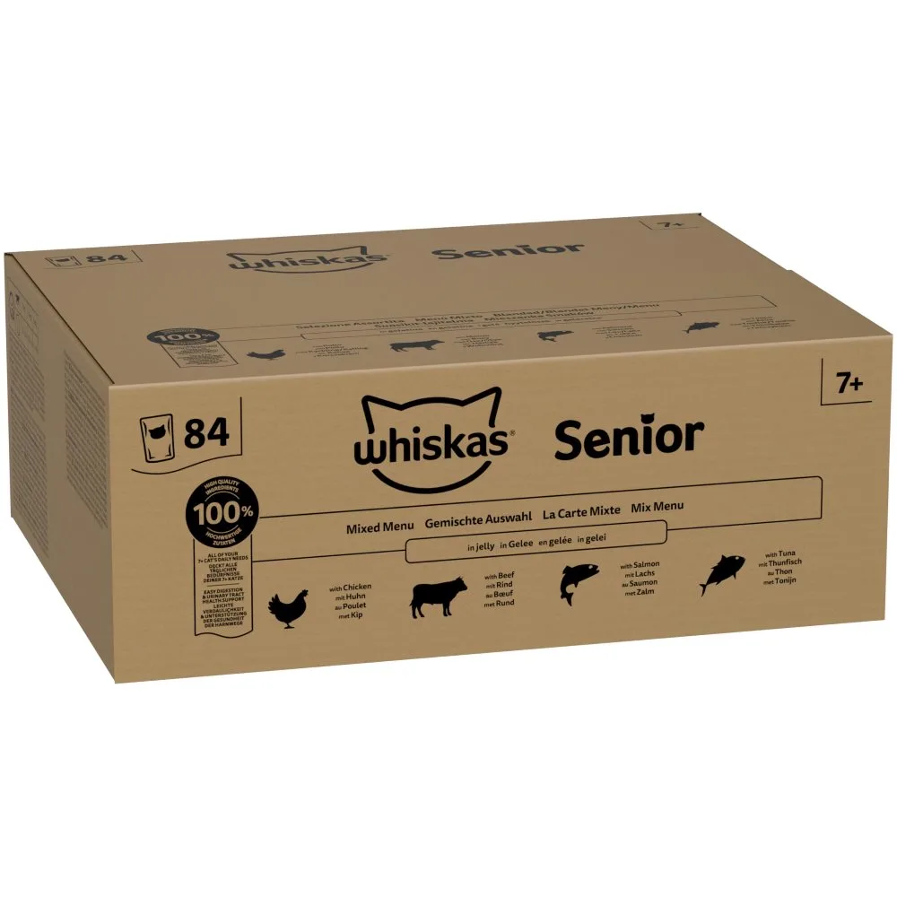 84x85g 7+ Gemengde Selectie in Gelei Whiskas Senior Verszakjes Natvoer voor Katten van Whiskas – productfoto
