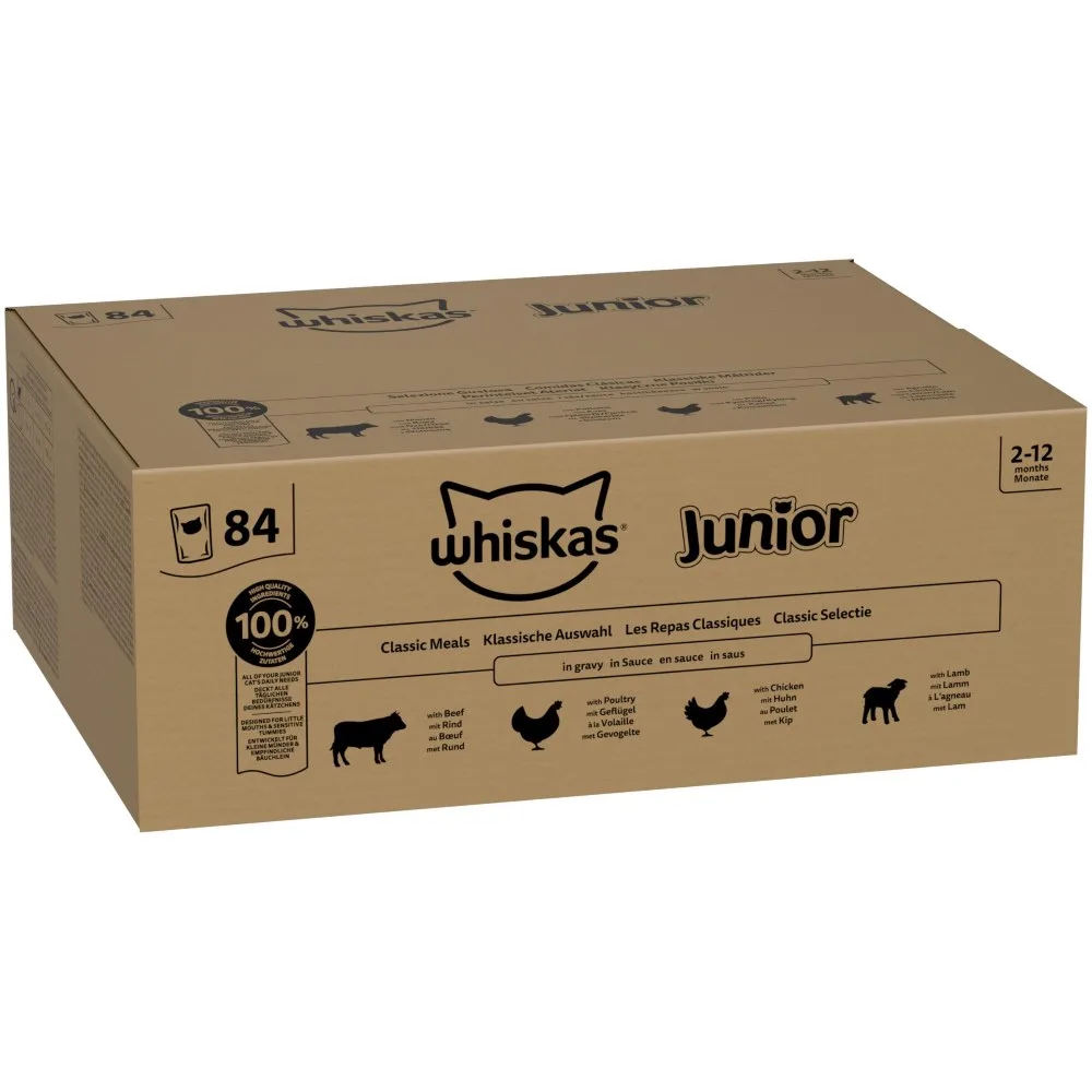 84x85g Klassieke Selectie in Saus Whiskas Junior Zakjes Natvoer voor Katten by Whiskas – product photo