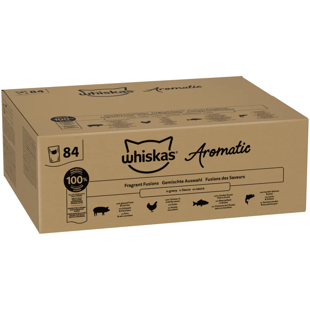 84x85g Whiskas 1+ Adult Zakjes Geurige Fusie in Saus Natvoer voor Katten van Whiskas – productfoto