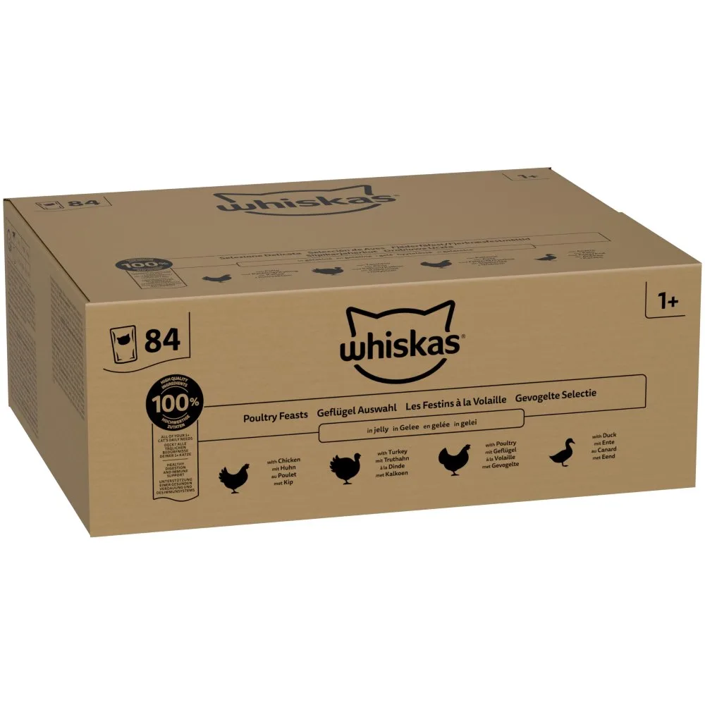 84x85g Whiskas 1+ Adult Zakjes Gevogeltegerechten in Gelei Natvoer voor Katten by Whiskas – product photo