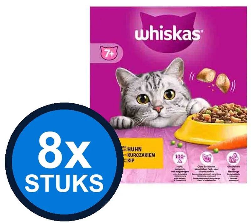 8x Whiskas - 7+ Senior Kip - Kattenvoer Droogvoer - 800 g by Whiskas – product photo