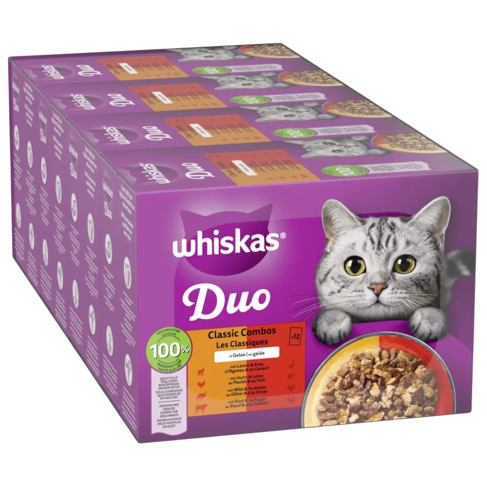 96x85g Classic Combos in Gelei Whiskas Duo Kattenvoer Maaltijdzakjes van Whiskas – productfoto