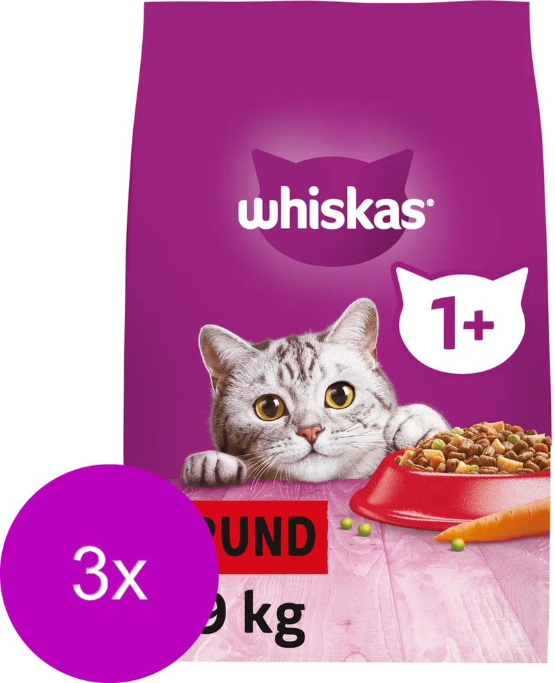 Adult Rund Brokjes - kattenvoer - 3x1.9kg de Whiskas – photo produit