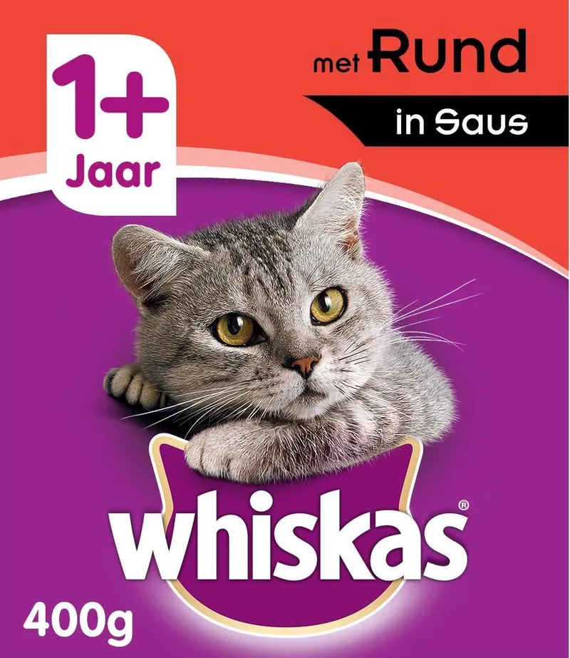 Blik Saus met Rund - Kattenvoer - 5 x 400 g de Whiskas – photo produit