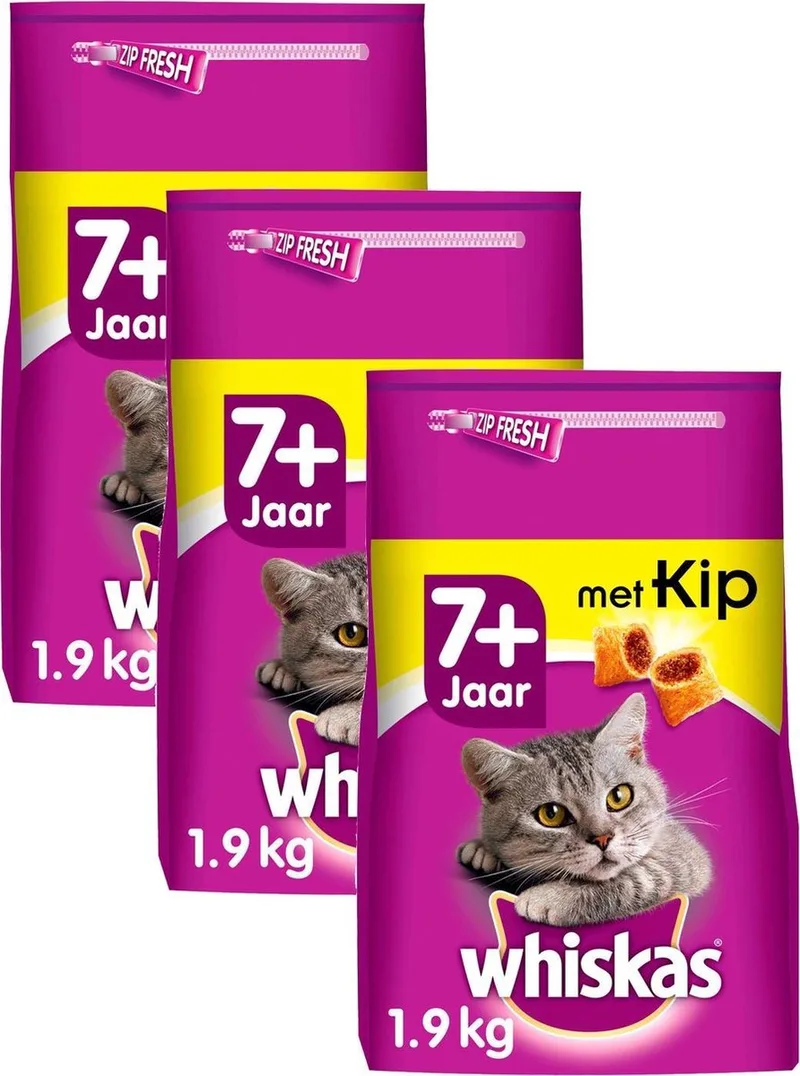 Brokjes Senior Kip - Kattenvoer - 3 x 1.9 kg de Whiskas – photo produit