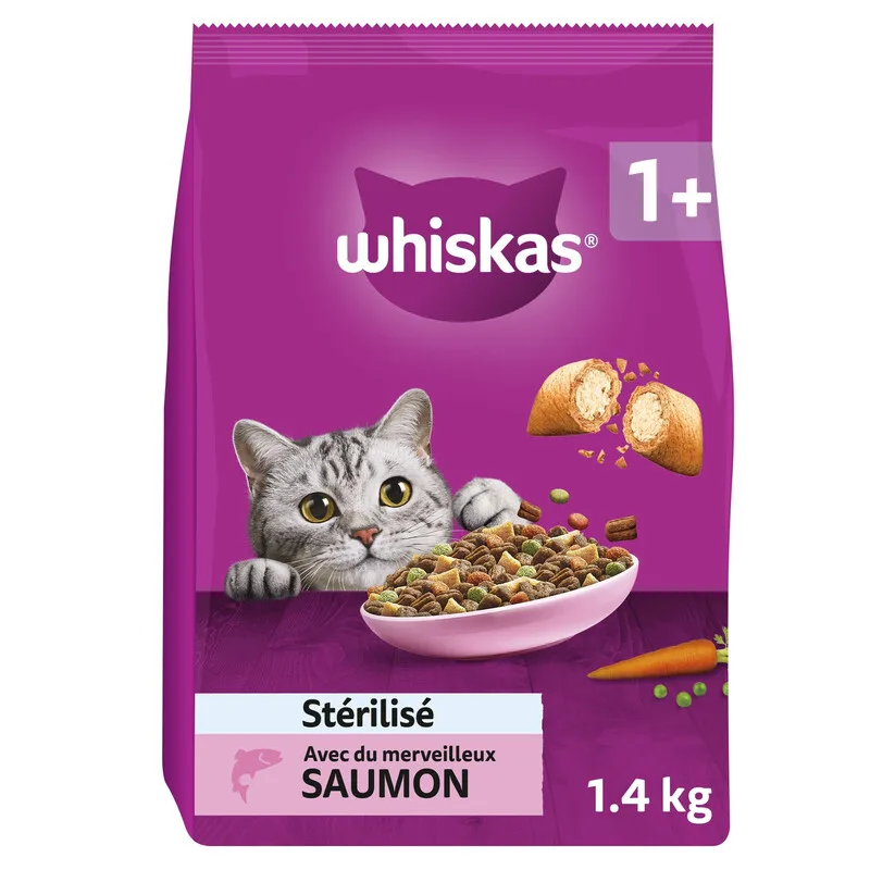 Croquettes croustillantes pour chats Emballage tridimensionnel 1,40 kg de Whiskas – photo produit