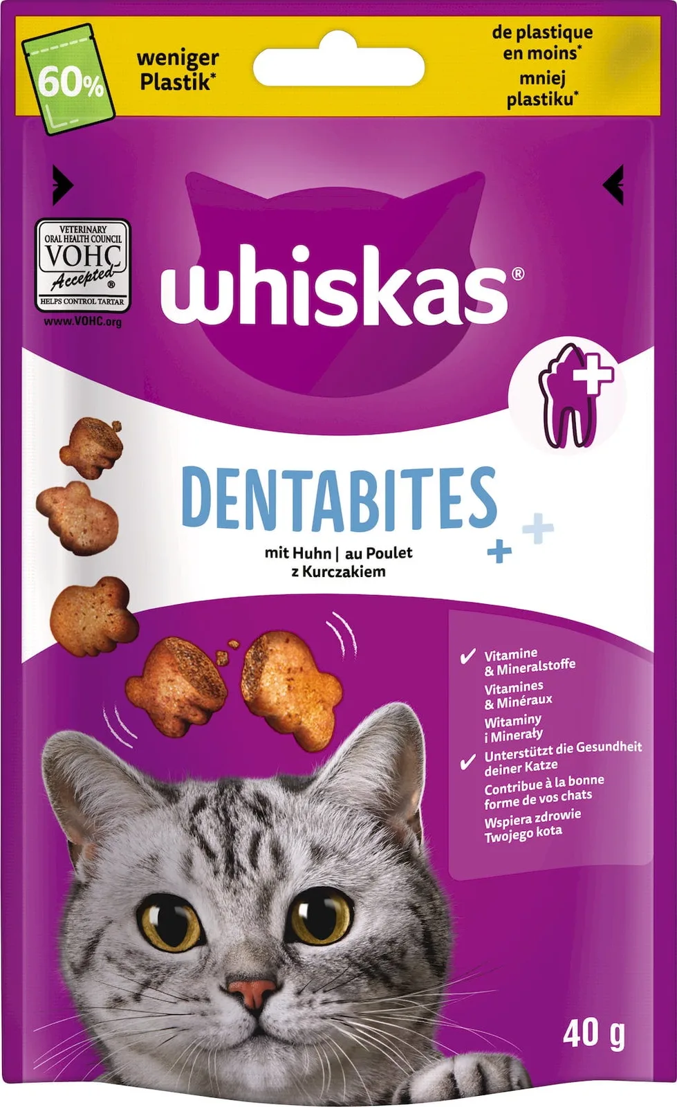 Dentabites mit Huhn - 40 g von Whiskas – Produktfoto