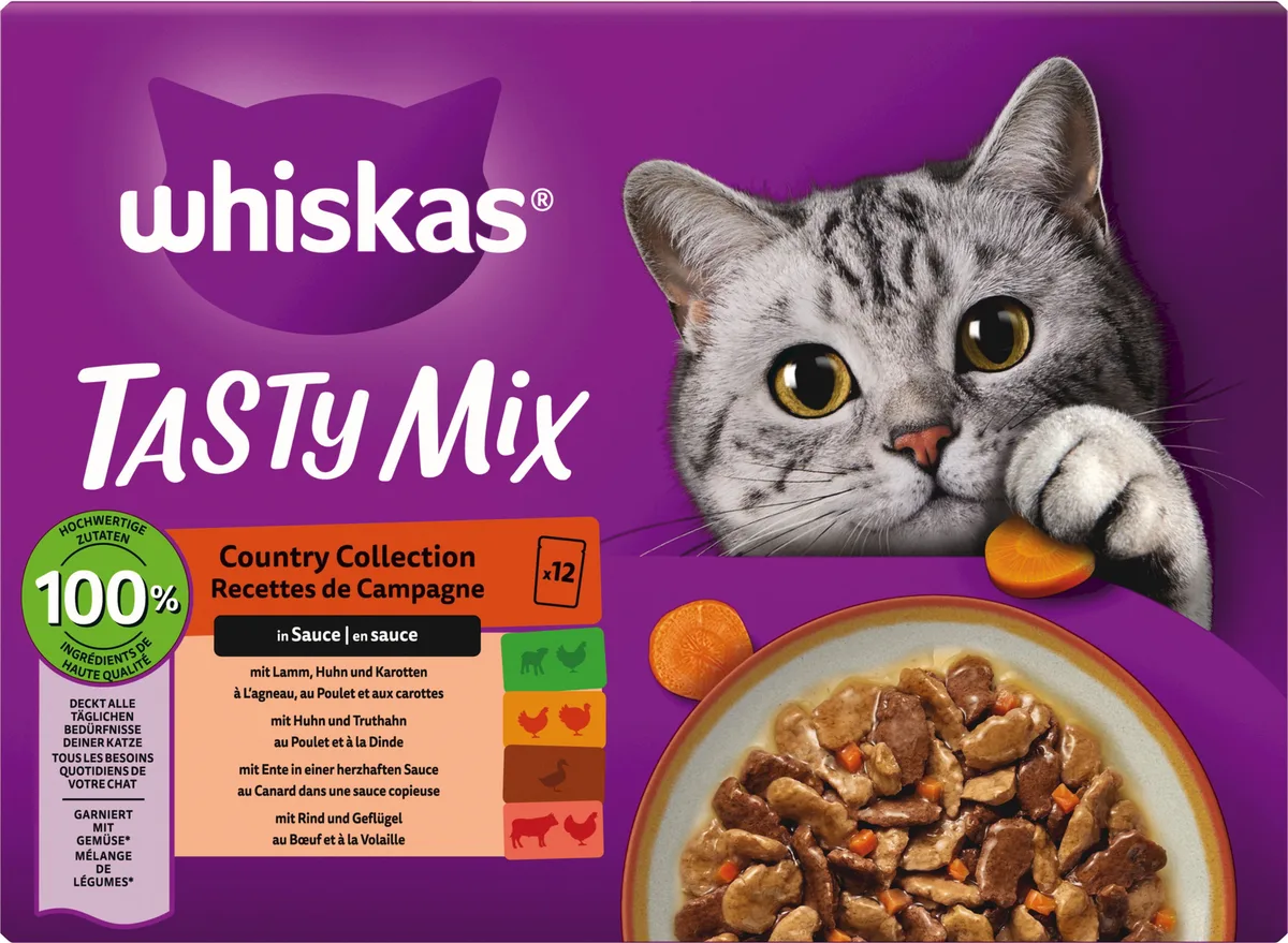 Frischebeutel 12 Pack Tasty Mix Country Collection - 1.020 g von Whiskas – Produktfoto