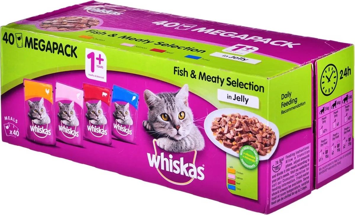 Gelei Van vis en Traditionele Smaken 40 x 85 g van Whiskas – productfoto
