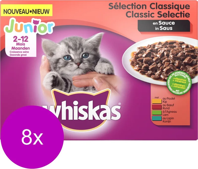 Junior Classic In Saus - Kattenvoer - 8 x 12x100 g von Whiskas – Produktfoto