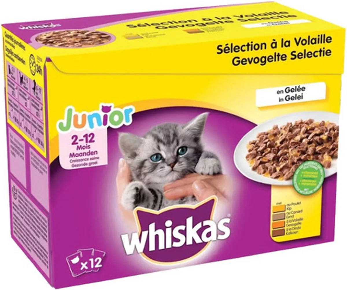 Junior Maaltijdzakjes Gevogelte Selectie In Gelei 2-12 maanden (96 x 85g) van Whiskas – productfoto