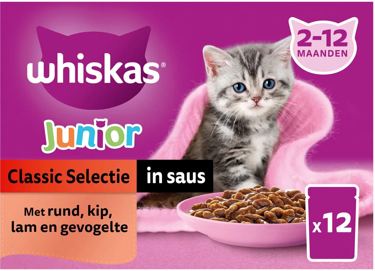 Junior Natvoer - Classic Selectie in Saus - 24 x 85 gram van Whiskas – productfoto