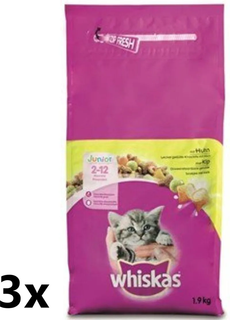 Katten Droogvoer - Junior - Kip - 3x1,9kg by Whiskas – product photo