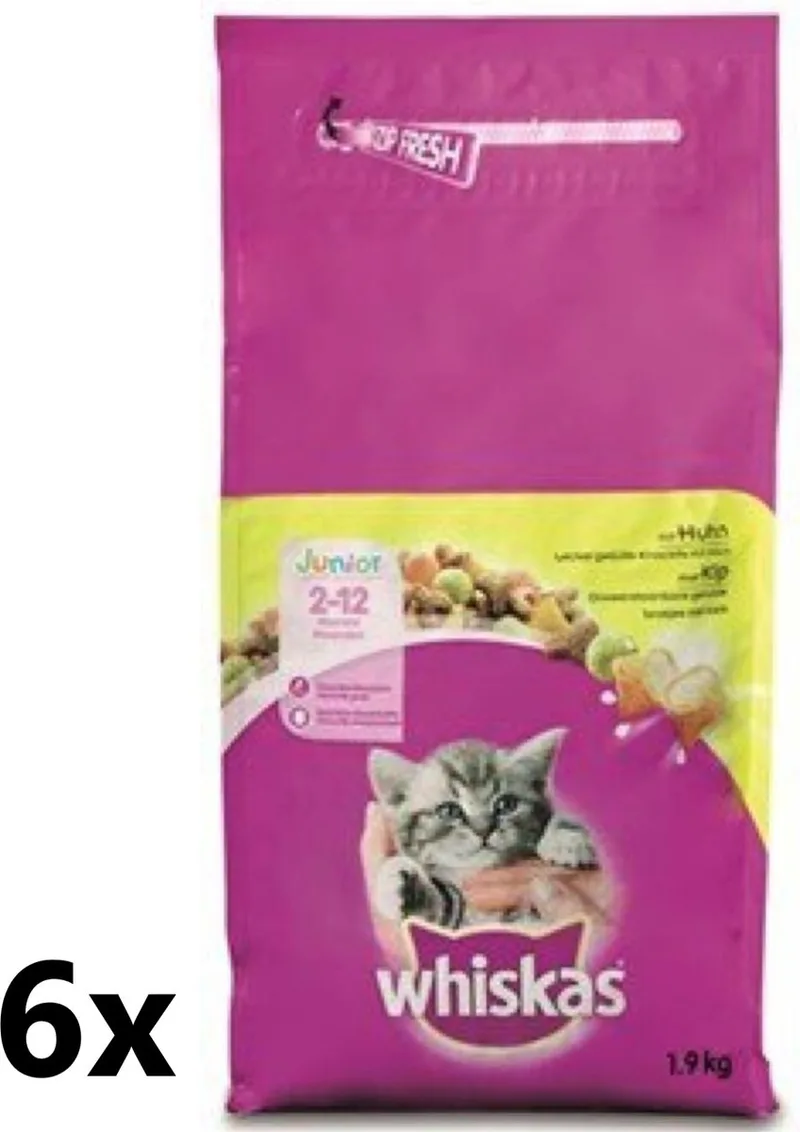 Katten Droogvoer - Junior - Kip - 6x1,9kg von Whiskas – Produktfoto