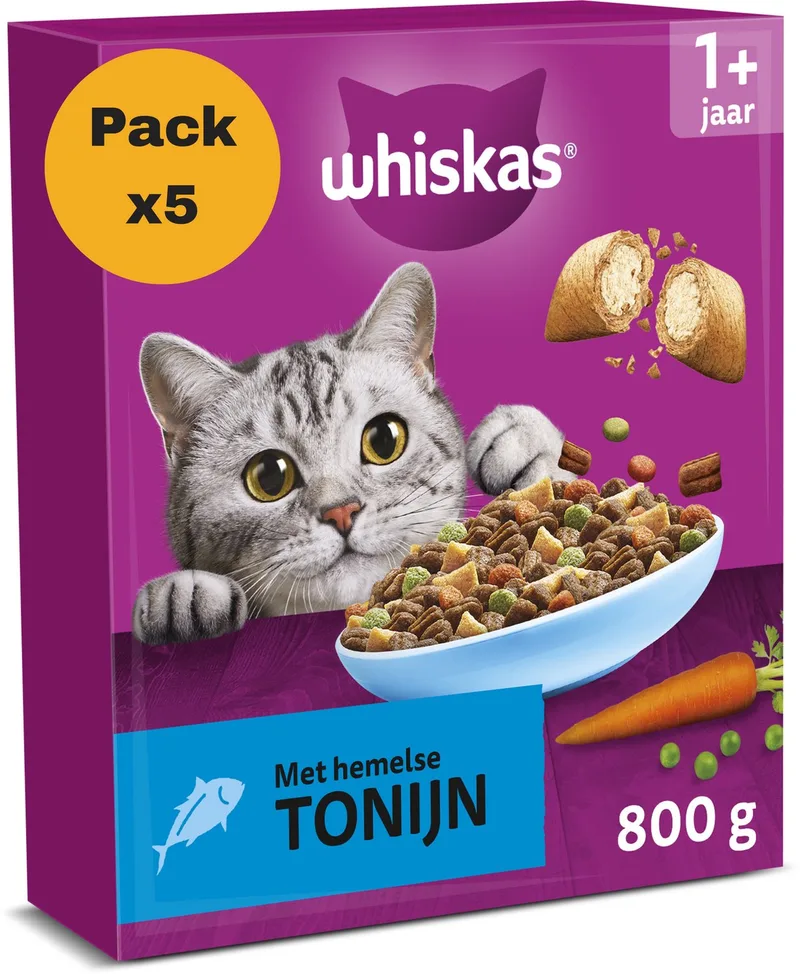 Kattenbrokken - Adult 1+ - Adult - Tonijn - doos 5x800g von Whiskas – Produktfoto