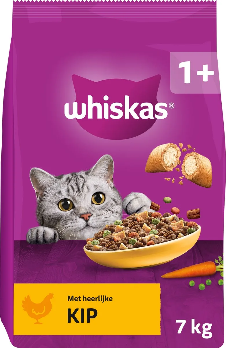 Kattenbrokken - Adult 1+ - Kip - zak 7kg von Whiskas – Produktfoto