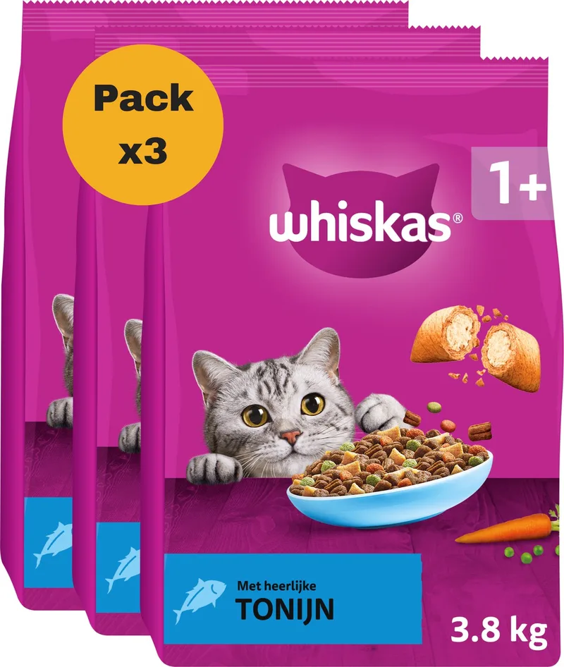 Kattenbrokken - Adult 1+ - Tonijn - zak 3x3.8 kg by Whiskas – product photo