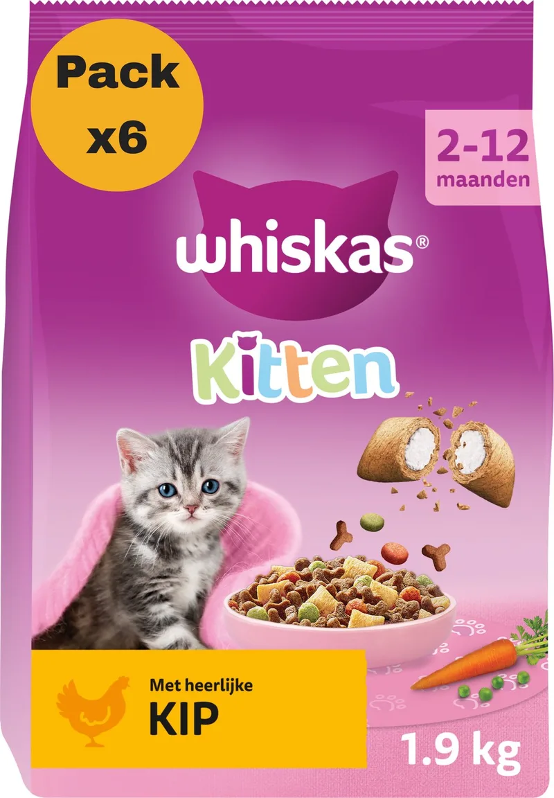 Kattenbrokken - Junior - Kip - zak 6 x 1,9 kg de Whiskas – photo produit