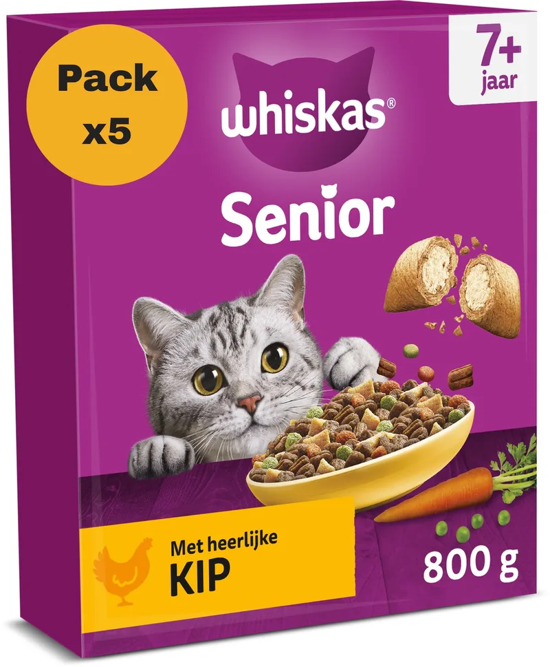 Kattenbrokken - Senior 7+ - Kip - doos 5x800g de Whiskas – photo produit
