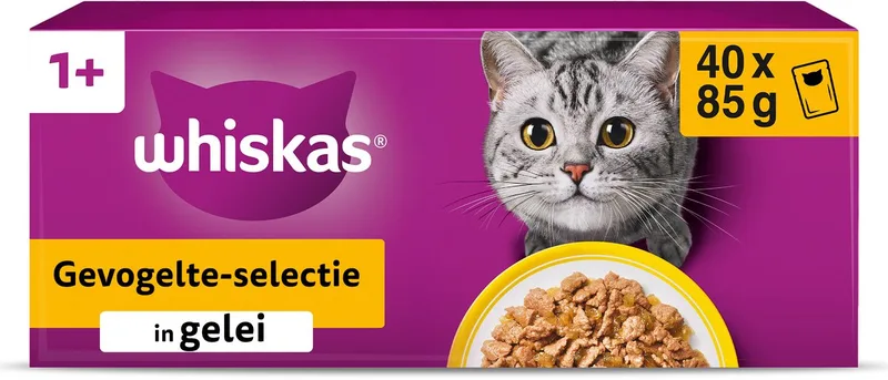 Kattenvoer - Adult 1+ - Gevogelte in gelei - 40x85g by Whiskas – product photo