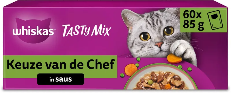 Kattenvoer - Adult 1+ - Tasty Mix Keuze Chef in Saus - 60x85g by Whiskas – product photo