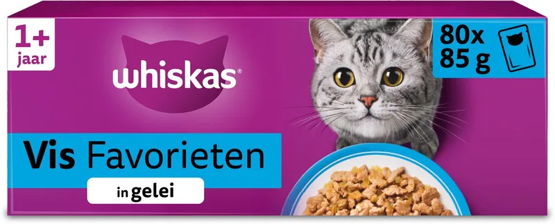 Kattenvoer - Adult 1+ - Vis in gelei - Giga-Pack 80x85g von Whiskas – Produktfoto