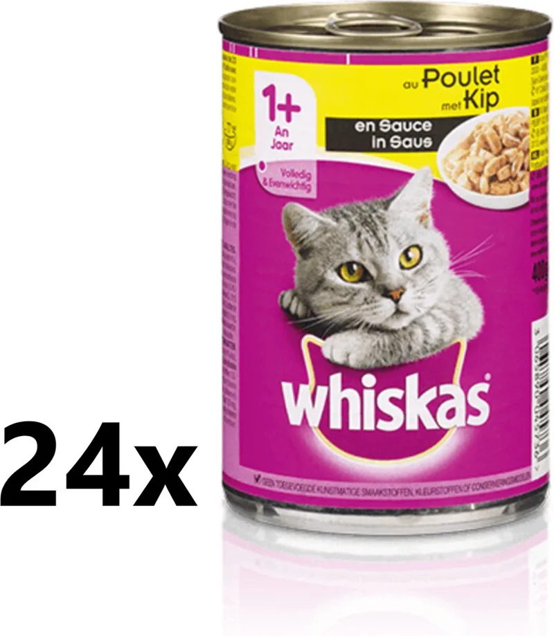 Kattenvoer - Blik - Adult - Brokjes in Saus - Kip - 24x400g de Whiskas – photo produit