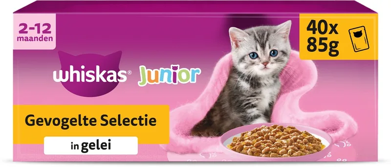 Kattenvoer - Junior - Gevogelte Selectie in gelei - 40x85g by Whiskas – product photo