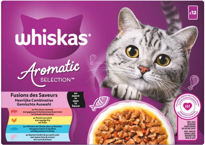 Kattenvoer Nat Aromatic Adult 1+ Selectie Multipack - 12x85 gr de Whiskas – photo produit