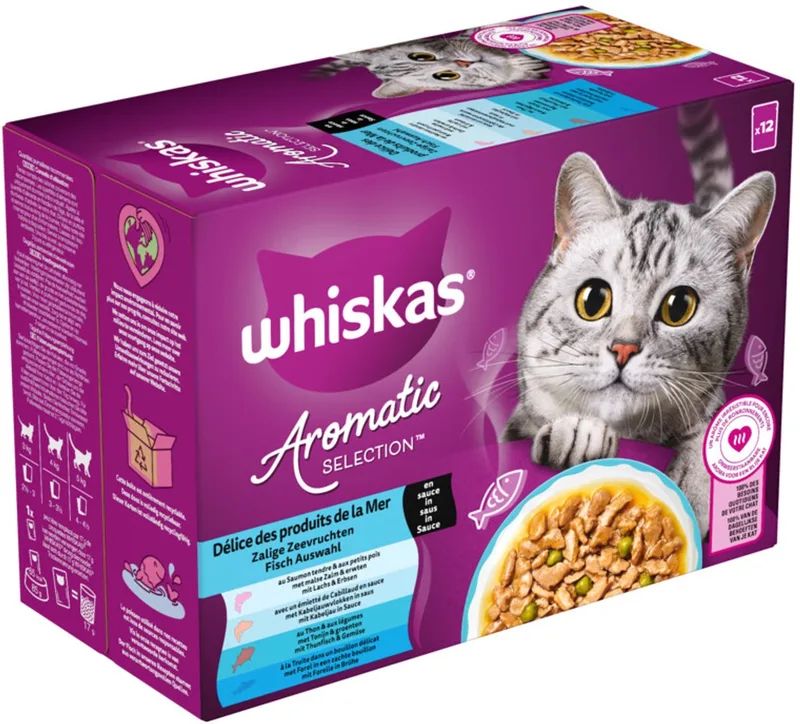 Kattenvoer Nat Aromatic Adult 1+ Zeevruchten Selectie Multipack - 12x85 gr by Whiskas – product photo