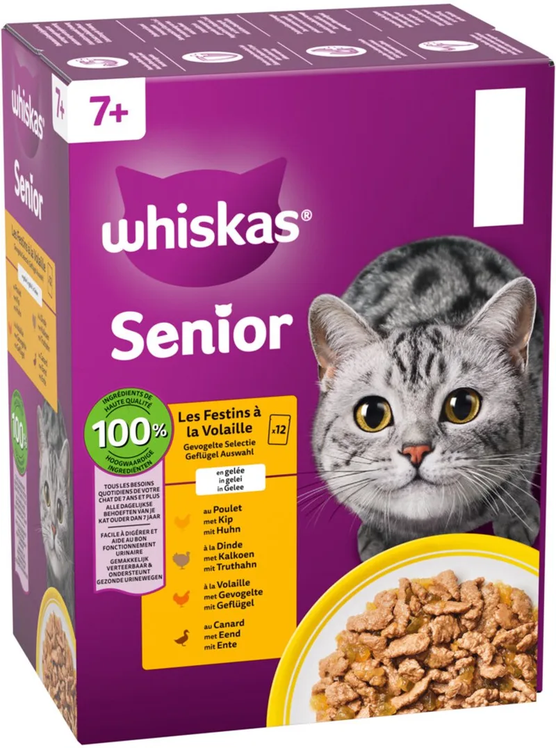 Kattenvoer Nat Senior 7+ Gevogelte in Gelei Multipack - 12x85 gr by Whiskas – product photo