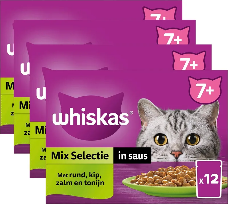 Kattenvoer - Senior 7+ - Mix Selectie in Saus - 48x85g by Whiskas – product photo