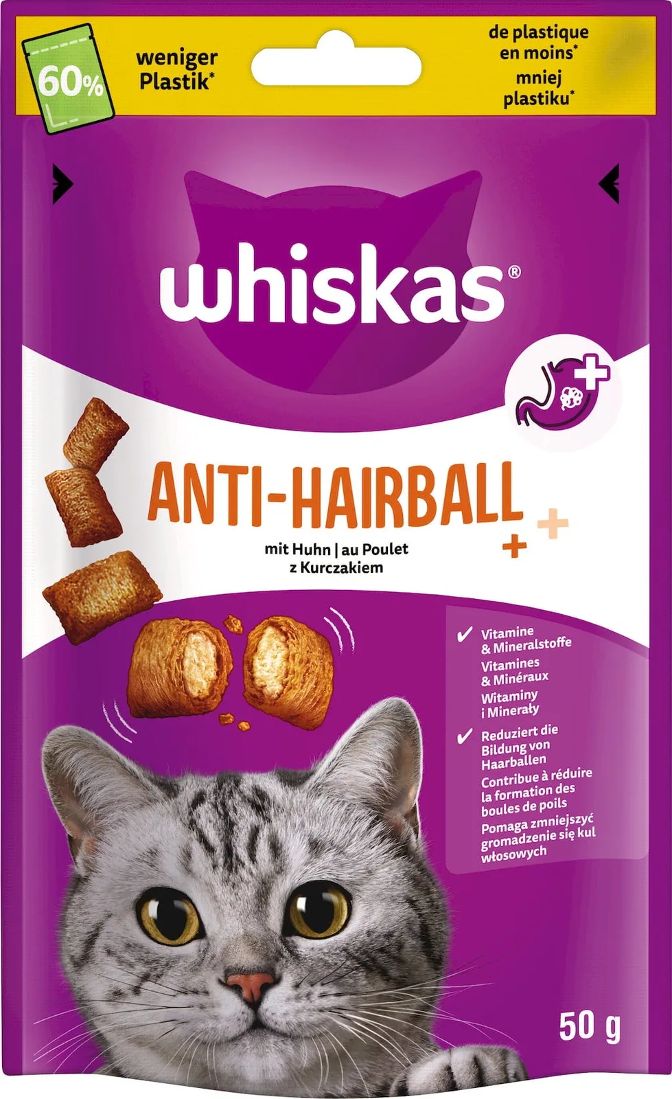 Knuspertaschen Anti Hairball - 50 g von Whiskas – Produktfoto