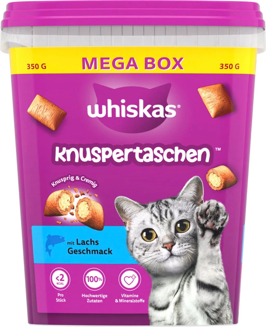Knuspertaschen Box Lachs - 350 g von Whiskas – Produktfoto