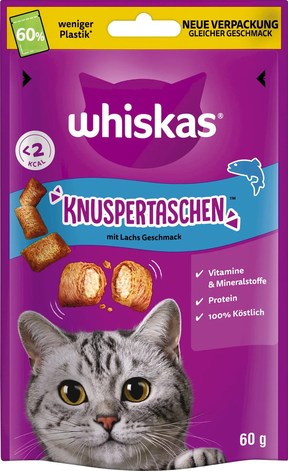 Knuspertaschen mit Lachs - 60 g by Whiskas – product photo