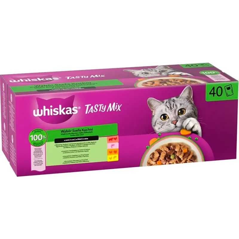Savoureux Mélange Sélection Du Chef En Sauce Nourriture Humide Pour Chat 40x85g de Whiskas – photo produit 1 sur 5