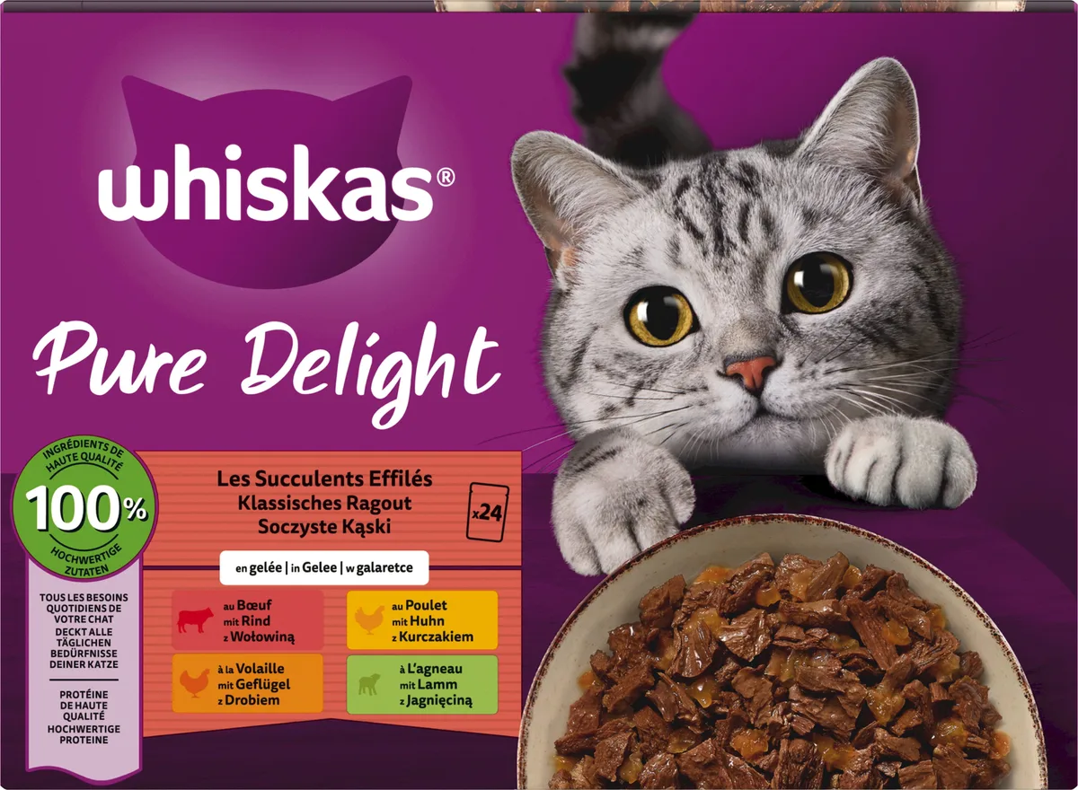 Multipack 24x85g Pure Delight Klassisches Ragout in Gelee - 2.040 g de Whiskas – photo produit