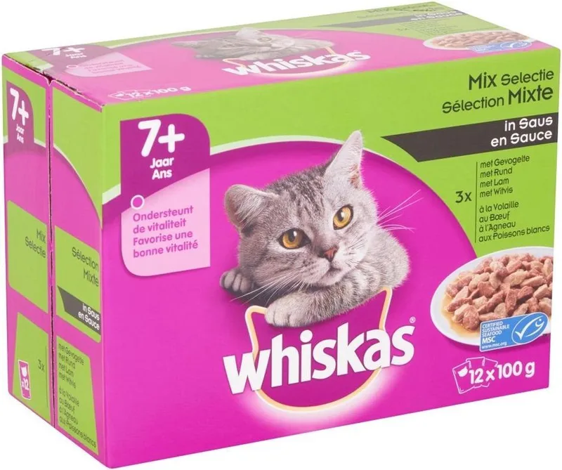 Multipack Pouch Senior - Vlees/Vis - Kattenvoer - 12 x 100 g by Whiskas – product photo