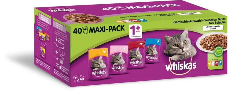 natte kattenvoeding vlees + vis - 40 stuks - 4000 gram by Whiskas – product photo